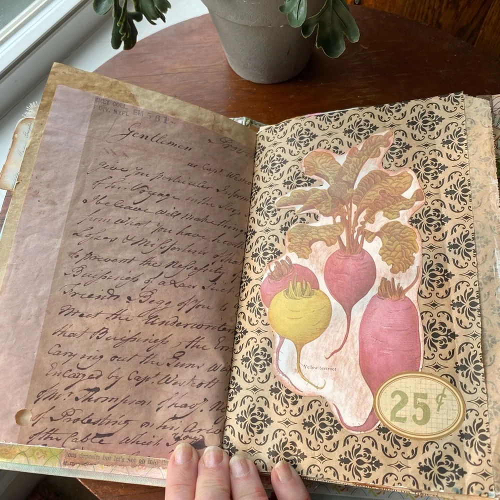 NWT - Hardcover Vintage Collage Art Journal with Owl Travelers Notebook